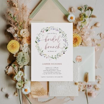 Simple Wildflower Wreath | Bridal Brunch Invitation by Customize_My_Wedding at Zazzle