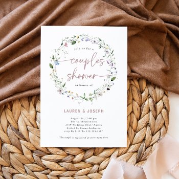 Simple Wildflower Wreath | Couples Shower Invitation by Customize_My_Wedding at Zazzle