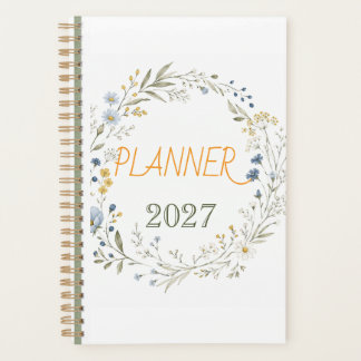 Simple Wildflower Wreath Personalized Academic Pla Planner