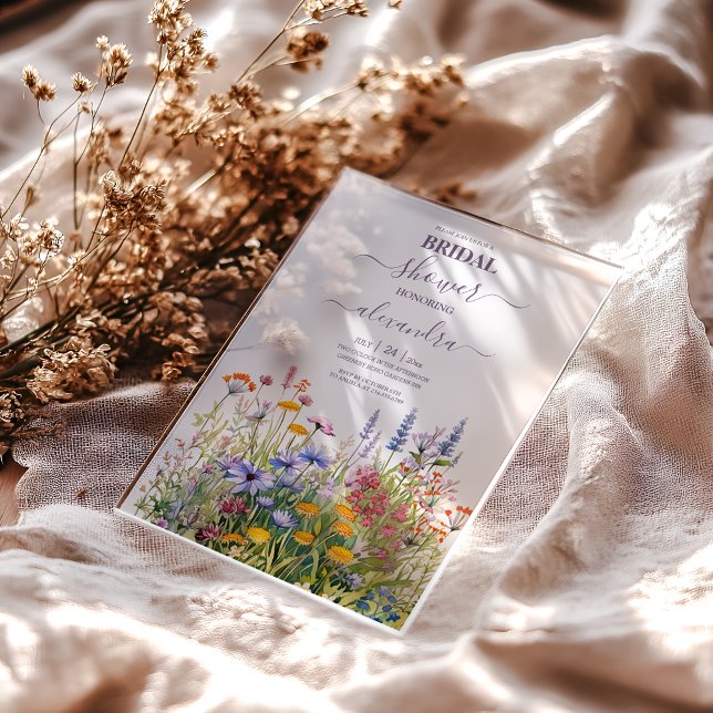 Simple Wildflowers Botanical Garden Bridal Shower Acrylic Invitations (Creator Uploaded)
