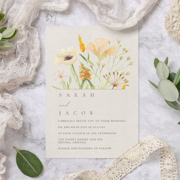 Simple Wildflowers Botanical Garden Wedding Invitation by stylelily at Zazzle