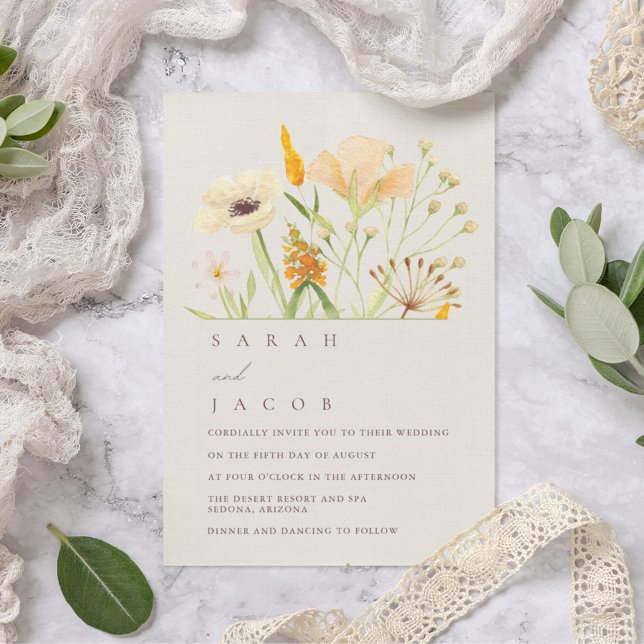 Simple Wildflowers Botanical Garden Wedding Invitation (Simple Wildflowers Botanical Garden Wedding Invitation)