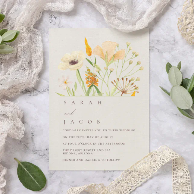 Simple Wildflowers Botanical Garden Wedding Invitation | Zazzle