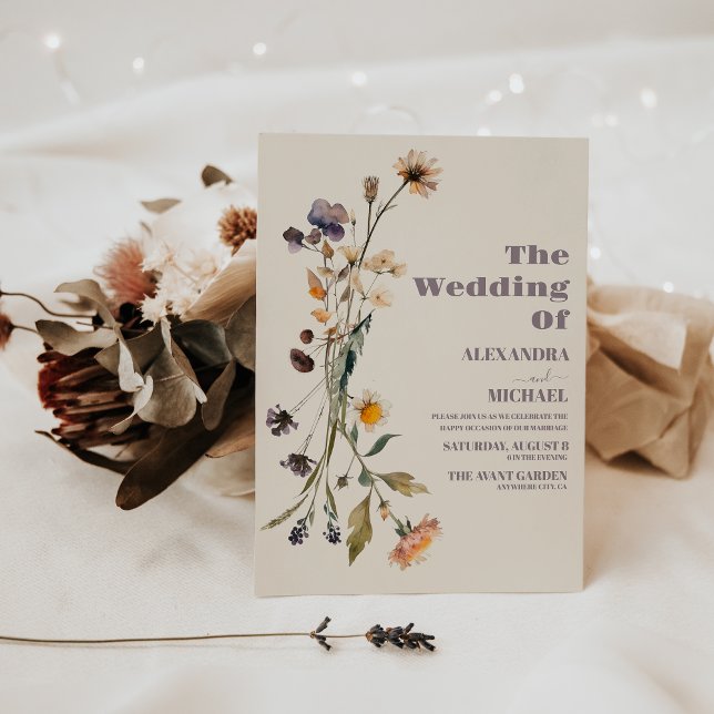 Simple Wildflowers Botanical Garden Wedding  Invitation (Creator Uploaded)
