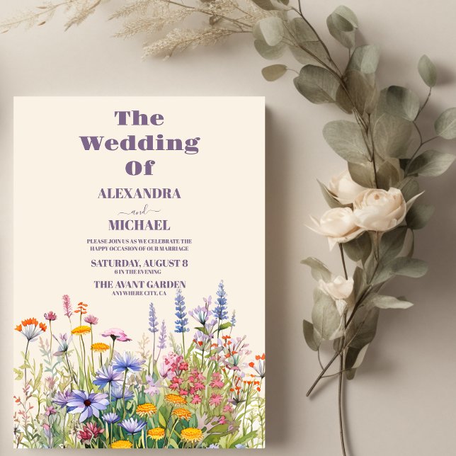 Simple Wildflowers Botanical Garden Wedding Invitation (Creator Uploaded)