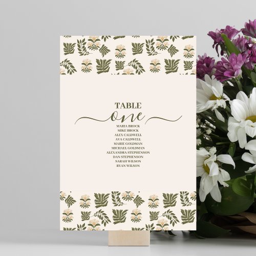 Simple Wildflowers Botanical Garden Wedding Table Number