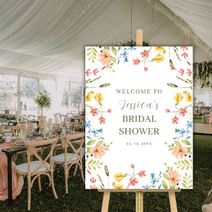 Simple Wildflowers Bridal Shower Welcome Sign