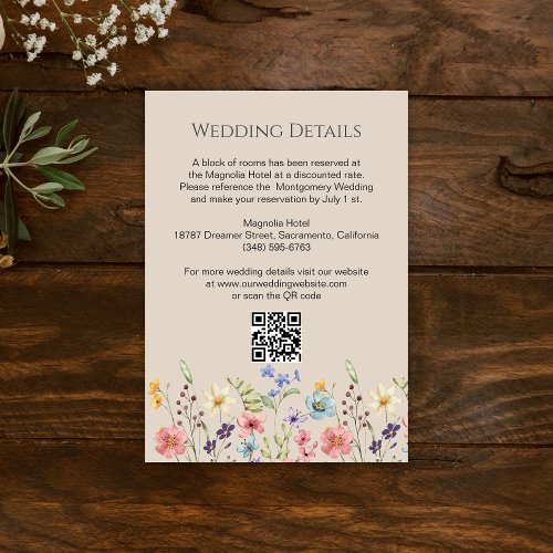 Simple Wildflowers Garden Wedding Details  Enclosure Card