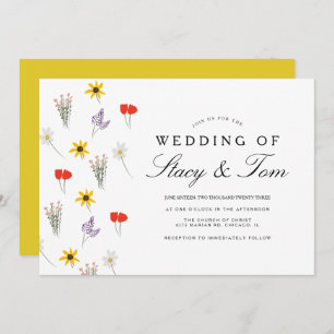 Simple Wildflowers Hand Drawn Wedding Invitation