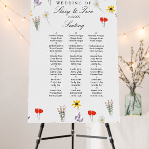 Simple Wildflowers Hand Drawn Wedding Seating Foam Board