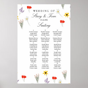 Simple Wildflowers Hand Drawn Wedding Seating Poster