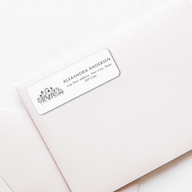 Simple Wildflowers Minimalist Floral Address Label (Simple Wildflowers Minimalist Floral Address label)