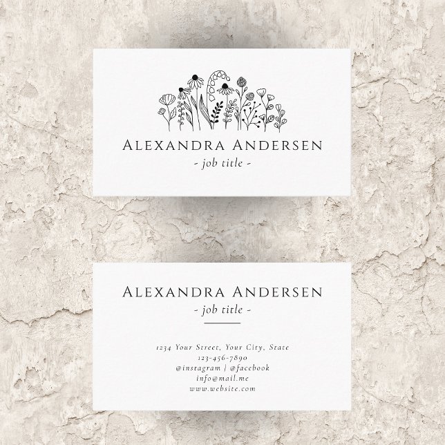 Simple Wildflowers Minimalist Floral Business Card (Simple Wildflowers Minimalist Floral Business Card)