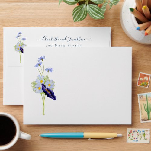 Simple Wildflowers Wedding Personalized  Envelope