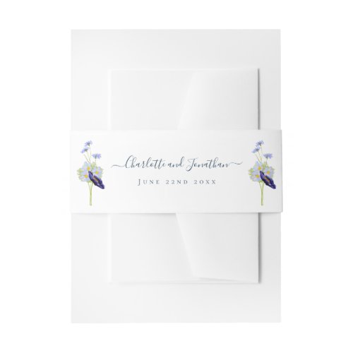 Simple Wildflowers Wedding Personalized  Invitation Belly Band