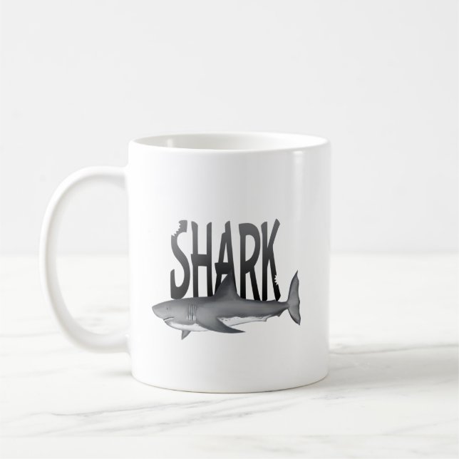 Simple Wildlife Animal Ocean Shark Typography  Coffee Mug (Left)
