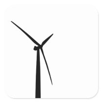 Simple wind turbine green energy silhouette square sticker