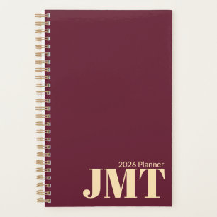 Simple Wine and Peach Monogram 2026 Planner