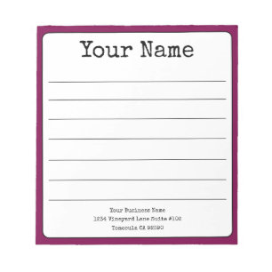 Simple Wine Colored  Retro Add Your Name Lined  Notepad