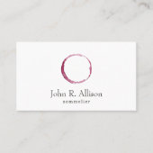 Simple Wine Stain Sommelier Bartender Business Card (Front)