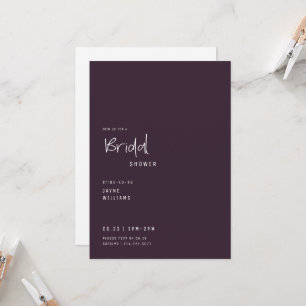 Simple Wine Text Only Bridal Shower  Invitation