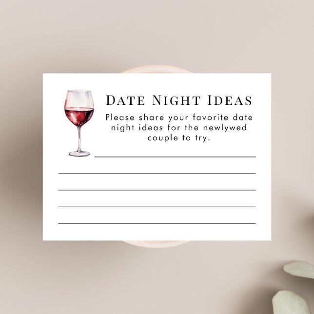 Simple Wine Themed Date Night Ideas Bridal Shower Enclosure Card (Creator Uploaded)