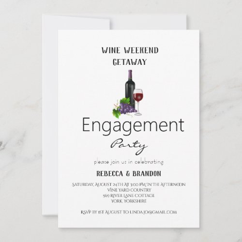 Simple Wine Weekend Getaway Engagement Party  Invitation