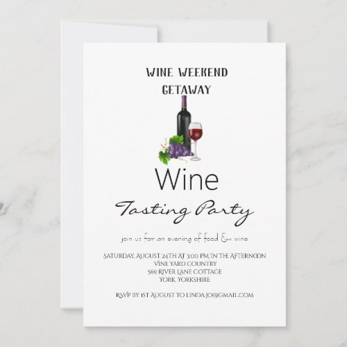 Simple Wine Weekend Getaway Wine Tasting Party  Invitation