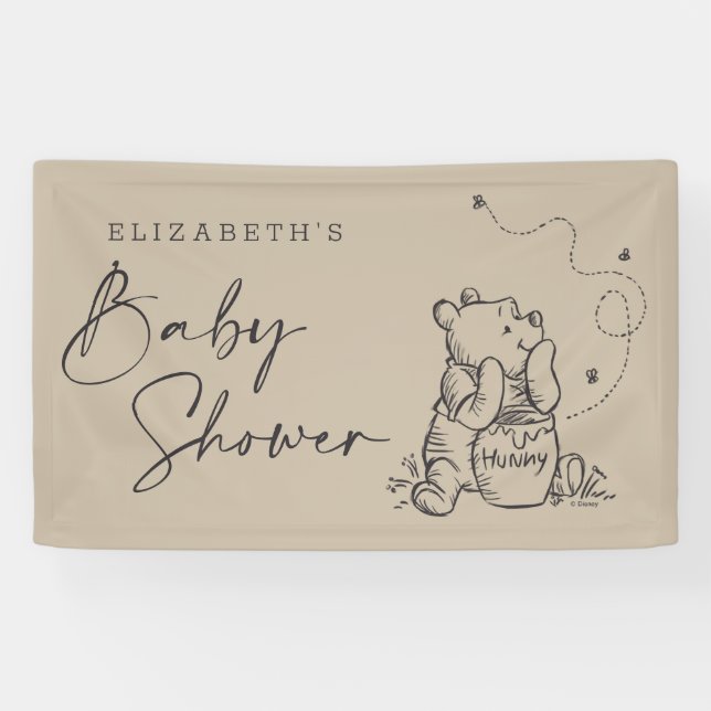Simple Winnie the Pooh Baby Shower Banner (Horizontal)