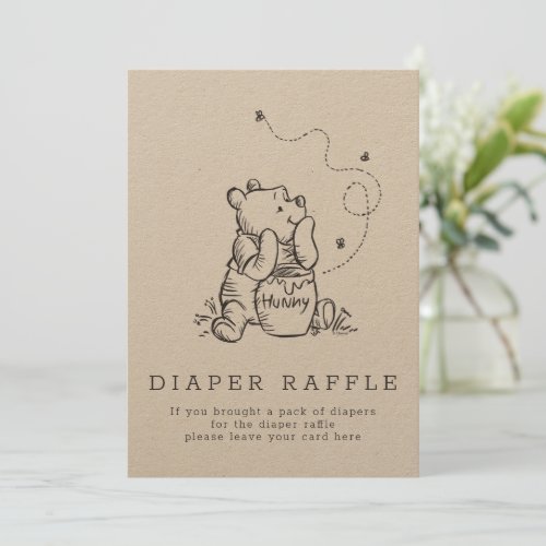 Simple Winnie the Pooh Baby Shower Diaper Raffle Invitation