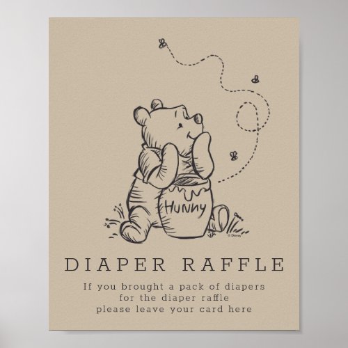 Simple Winnie the Pooh Baby Shower Diaper Raffle Poster