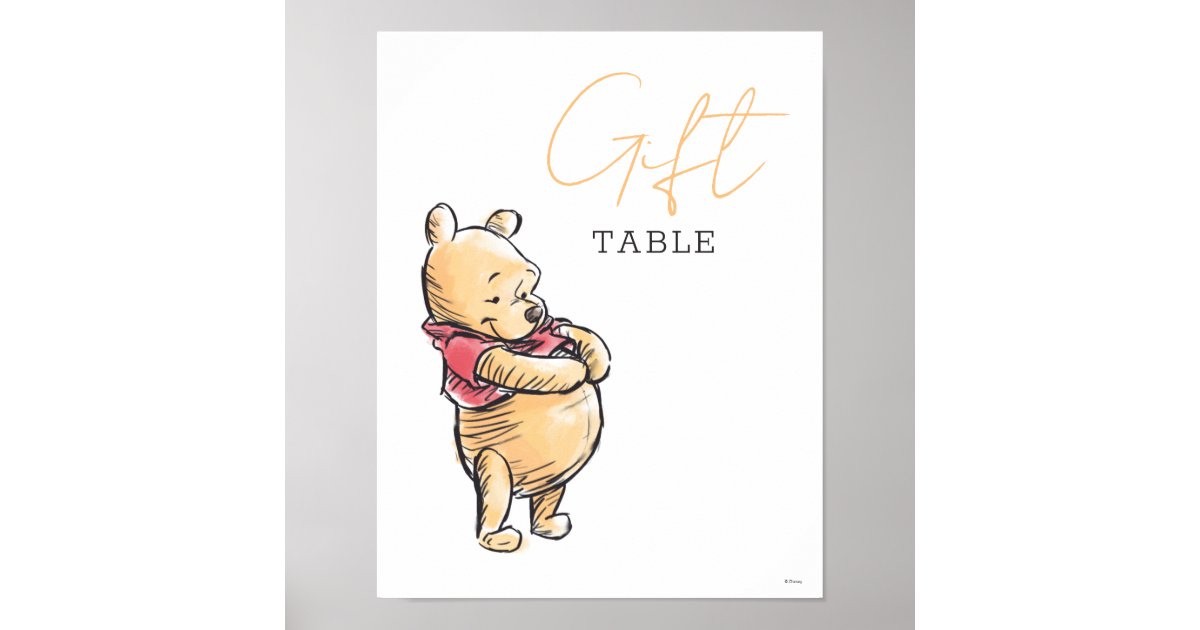 Simple Winnie the Pooh Baby Shower Gift Table Sign | Zazzle
