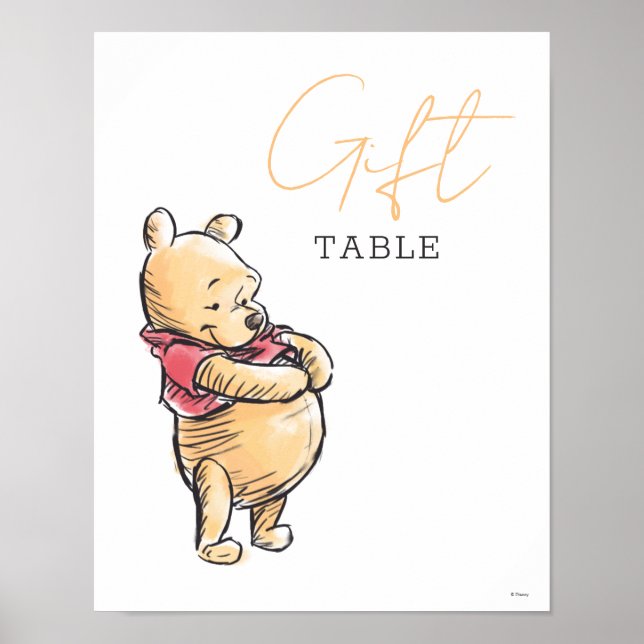 Simple Winnie the Pooh Baby Shower Gift Table Sign (Front)