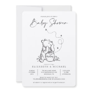 Simple Winnie the Pooh Baby Shower Invitation