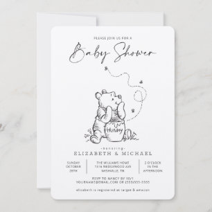 Simple Winnie the Pooh Baby Shower Invitation