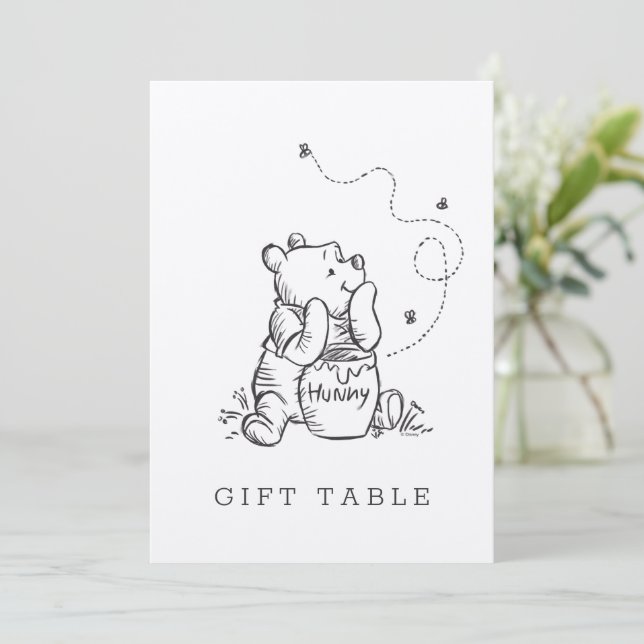 Simple Winnie the Pooh Baby Shower Invitation (Standing Front)