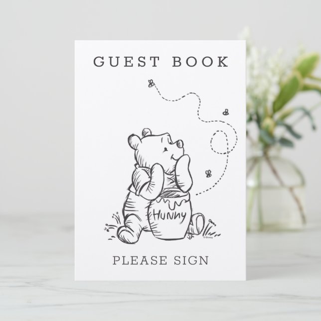 Simple Winnie the Pooh Baby Shower Invitation (Standing Front)