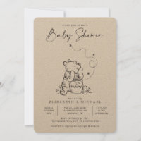 Simple Winnie the Pooh Baby Shower Invitation