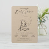 Simple Winnie the Pooh Baby Shower Invitation (Standing Front)