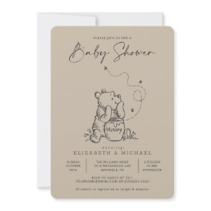 Simple Winnie the Pooh Baby Shower Invitation
