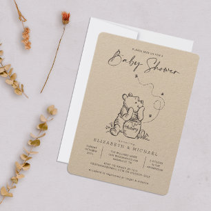 Simple Winnie the Pooh Baby Shower Invitation