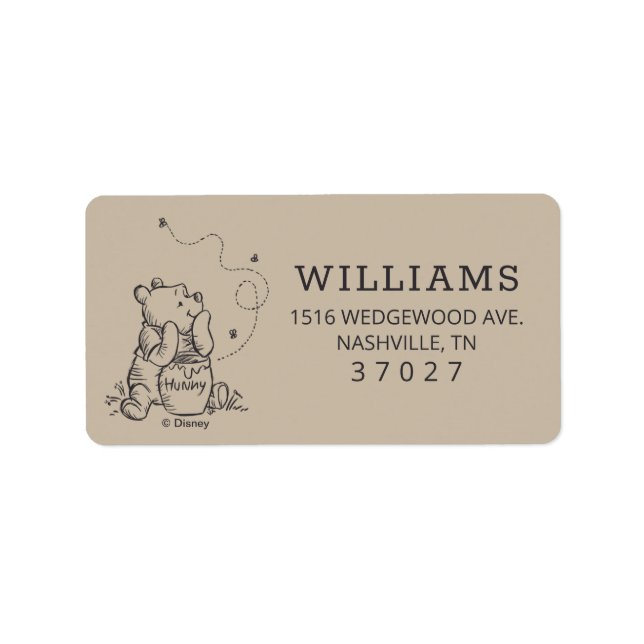 Simple Winnie the Pooh Baby Shower Label (Front)