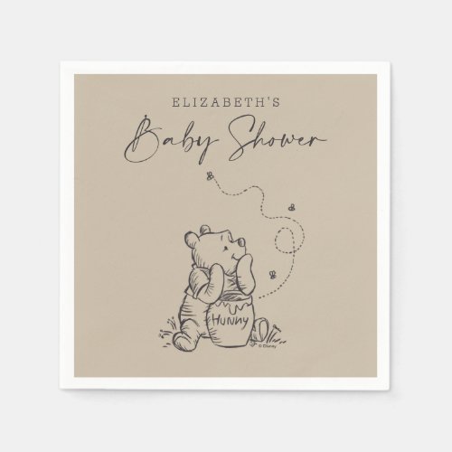 Simple Winnie the Pooh Baby Shower Napkins