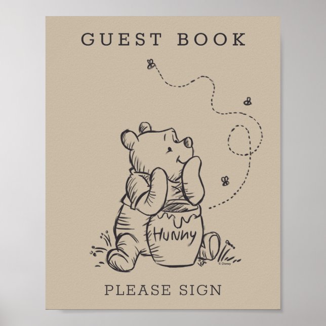 Simple Winnie the Pooh Baby Shower Poster (Front)