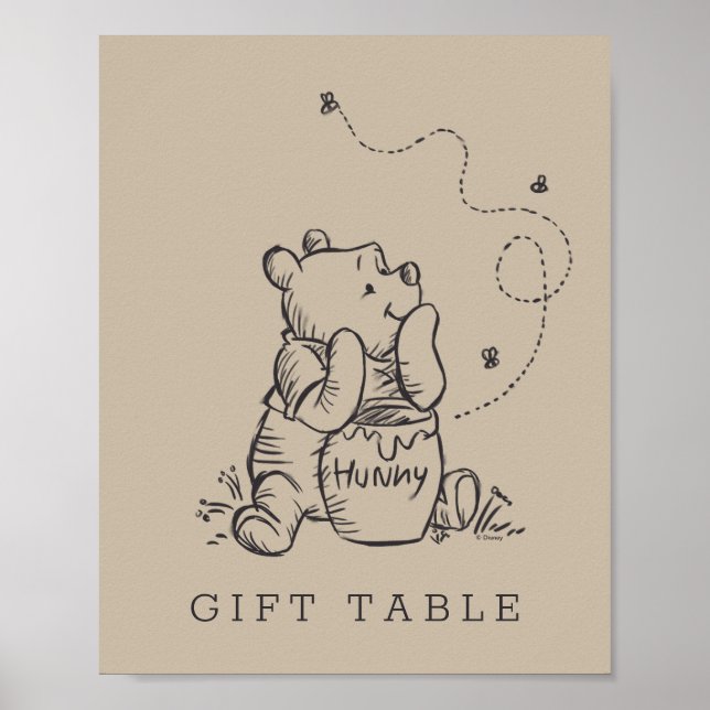Simple Winnie the Pooh Baby Shower Poster (Front)