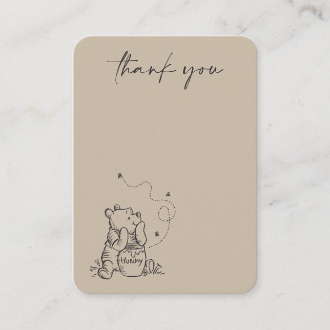 Simple Winnie the Pooh Baby Shower Thank You Place Card (Front)