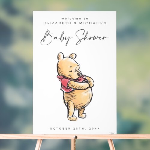 Simple Winnie the Pooh Baby Shower Welcome Acrylic Sign