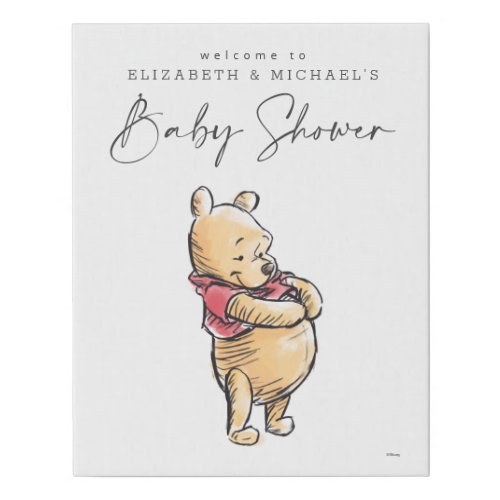 Simple Winnie the Pooh Baby Shower Welcome Faux Canvas Print