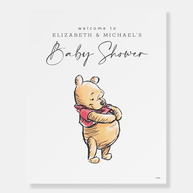 Simple Winnie the Pooh Baby Shower Welcome Foam Board (Front)