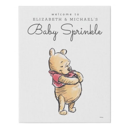 Simple Winnie the Pooh Baby Sprinkle Welcome Faux Canvas Print